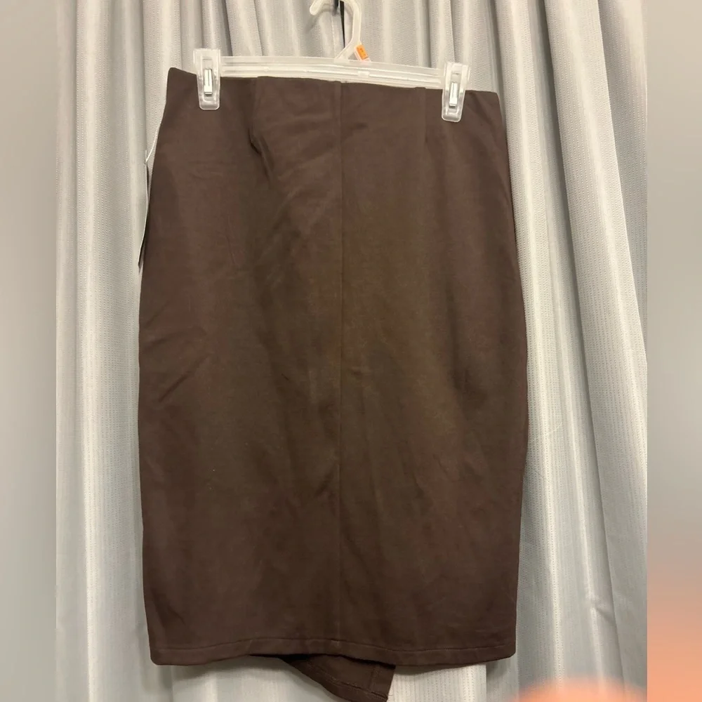 Boom Boom faux suede like Pencil Skirt split small brown warehouse buyout